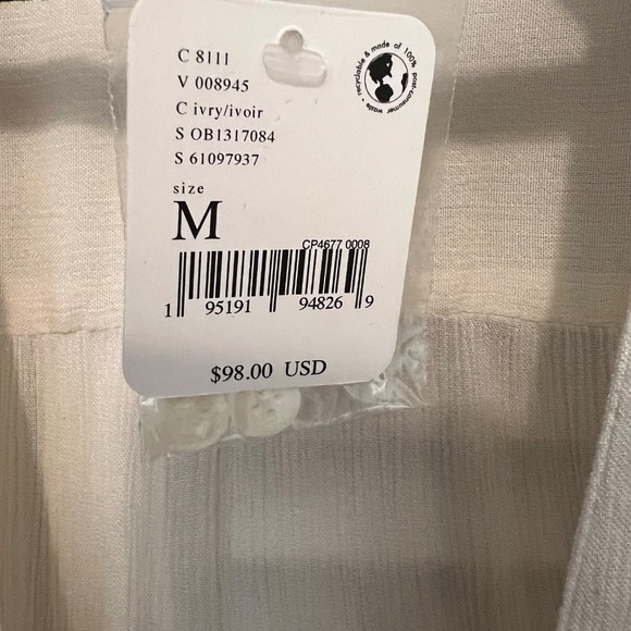 Free People Sheer long sleeve Ivory tunic - Picture 6 of 7